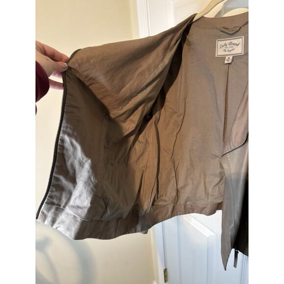 Lucky Brand Lamb Leather Linen Moto Mixed Media Jacket Size Medium Fall Jacket - Picture 5 of 8